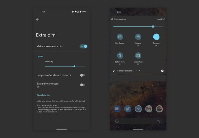 Función Extra Dim en Android 12