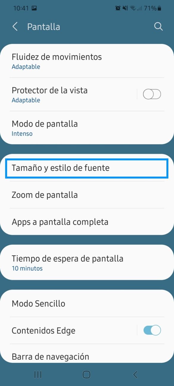 Cambiar la fuente de Samsung