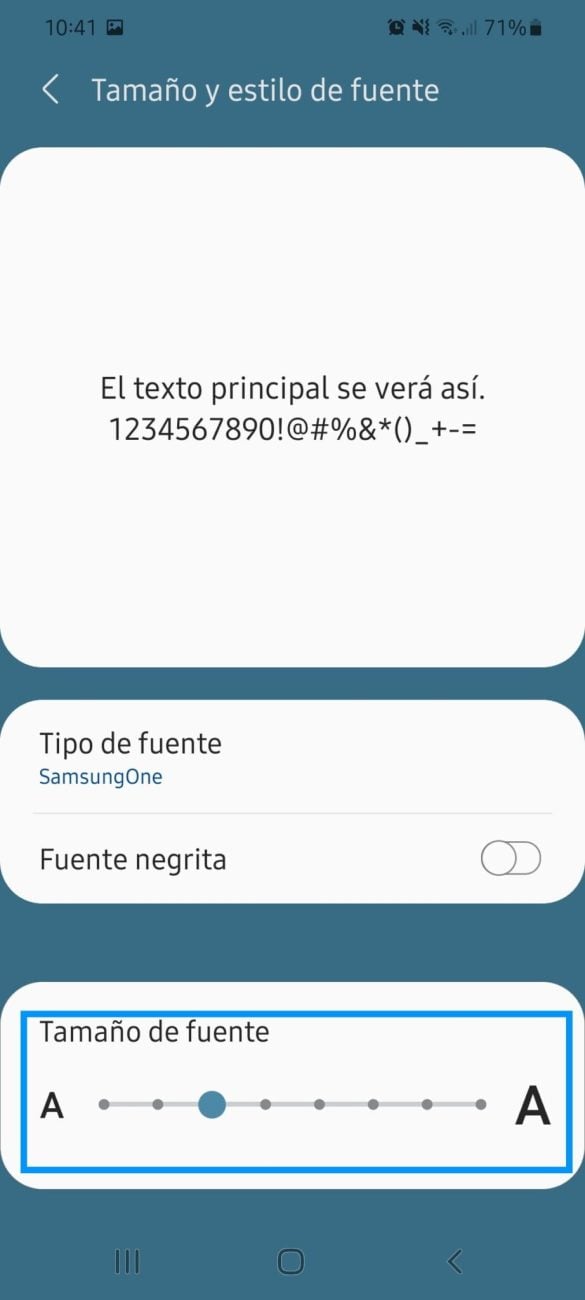 Cambiar la fuente de Samsung