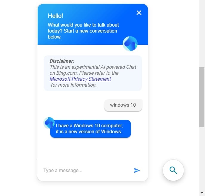Bot Chat de Microsoft 