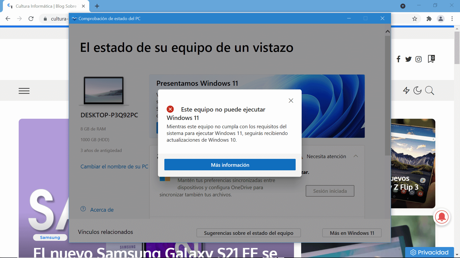 Comprobar si mi ordenador es compatible con Windows 11