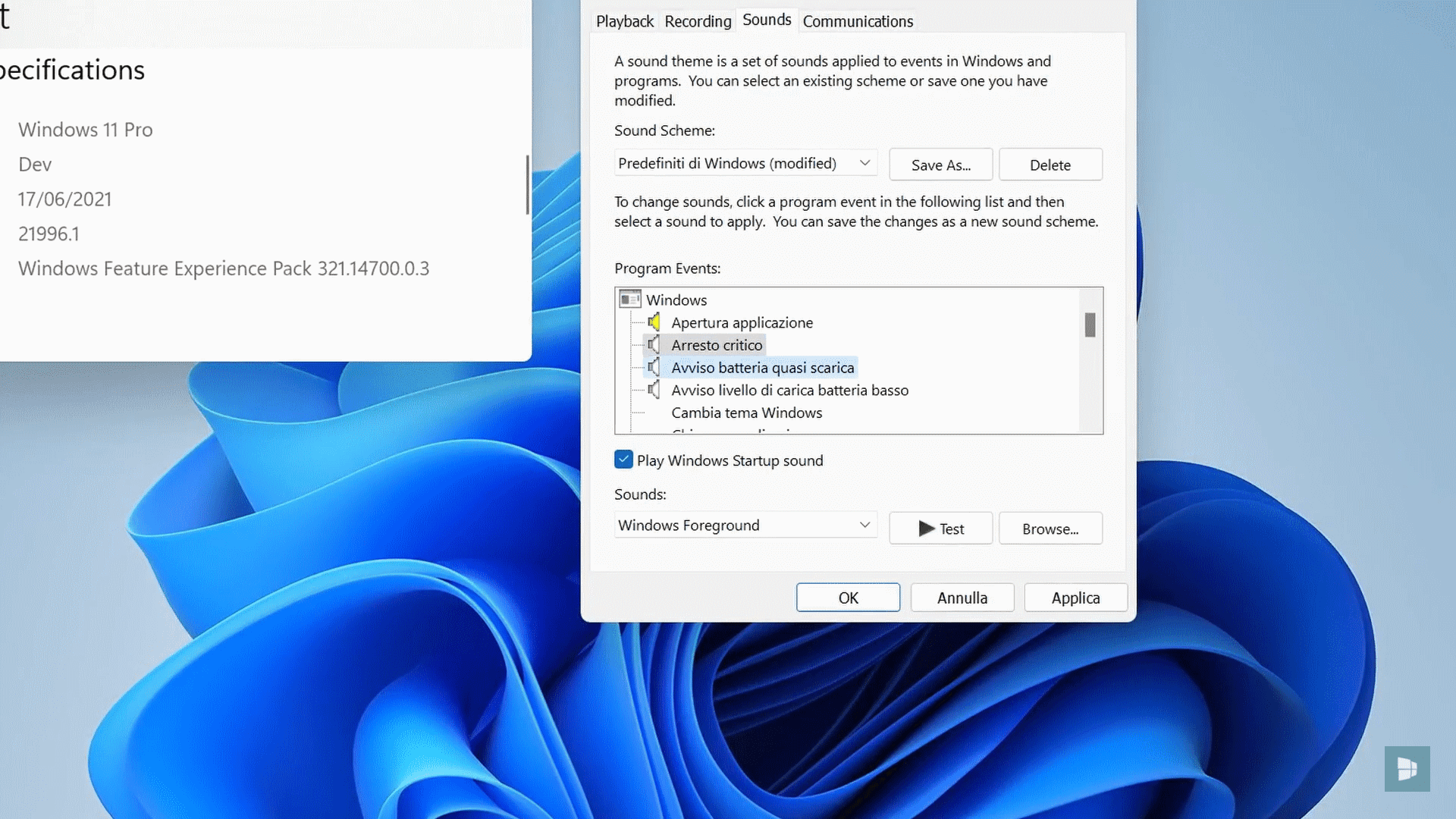 Sonidos de Windows 11