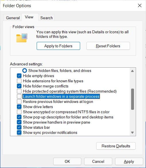 opciones de carpetas en Windows 11