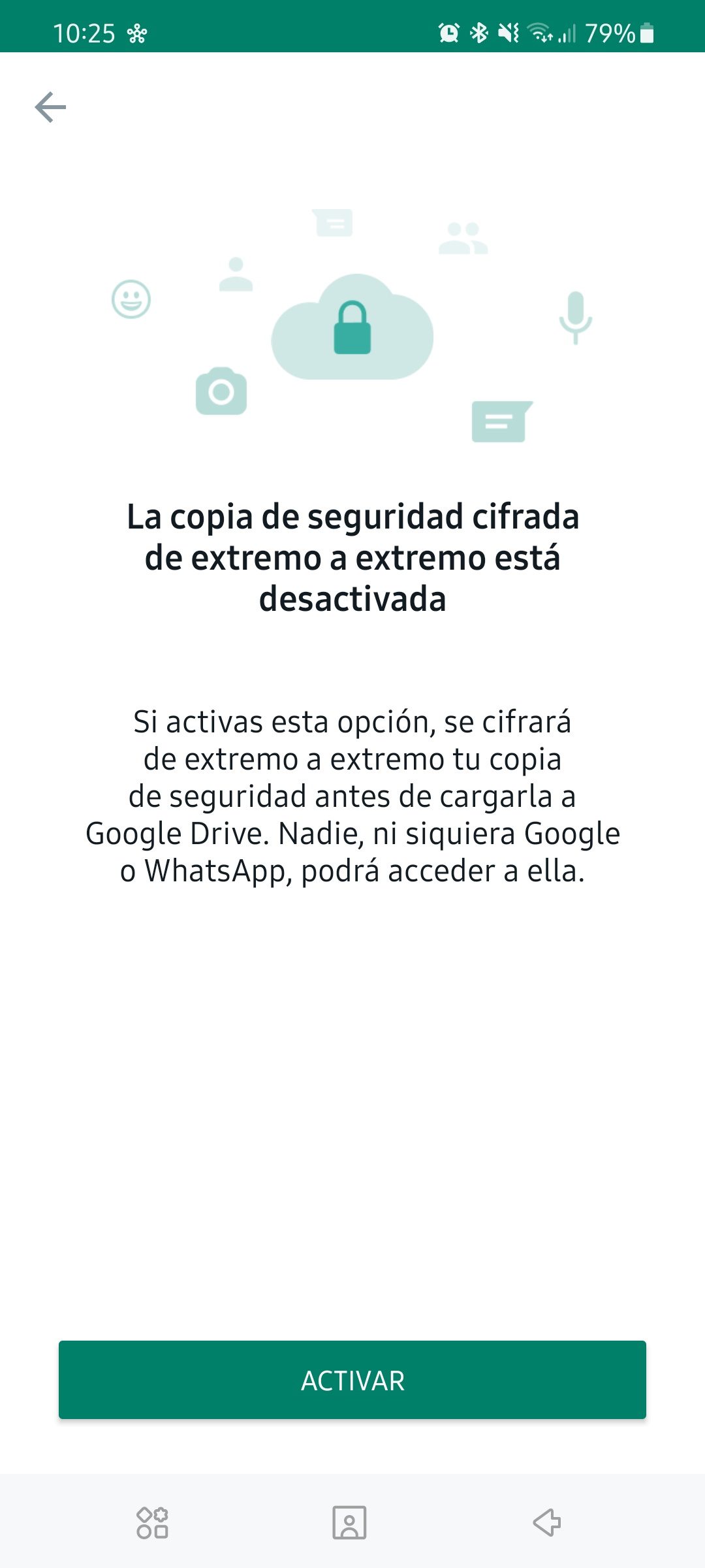 Cifrado extremo a extremo copias de seguridad WhatsApp