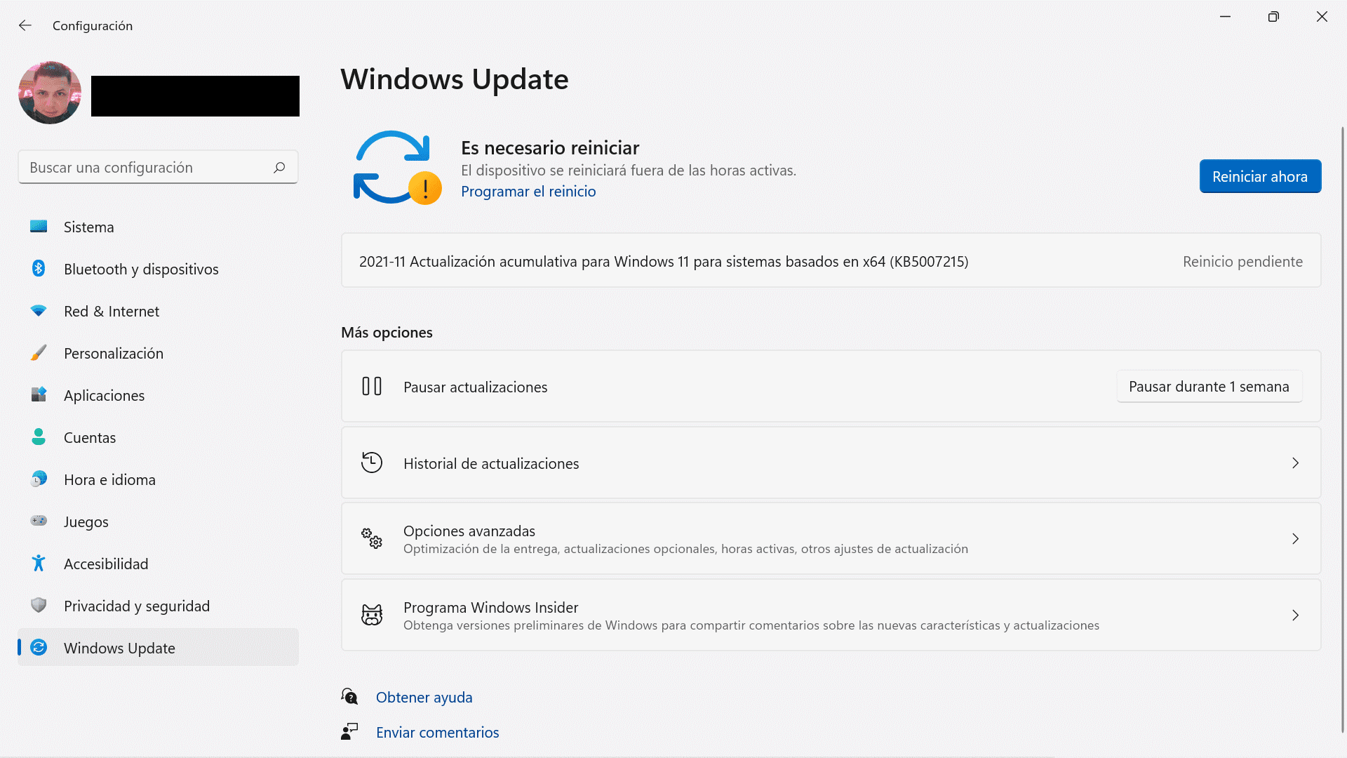 Windows 11 KB5007215 para PC no compatible