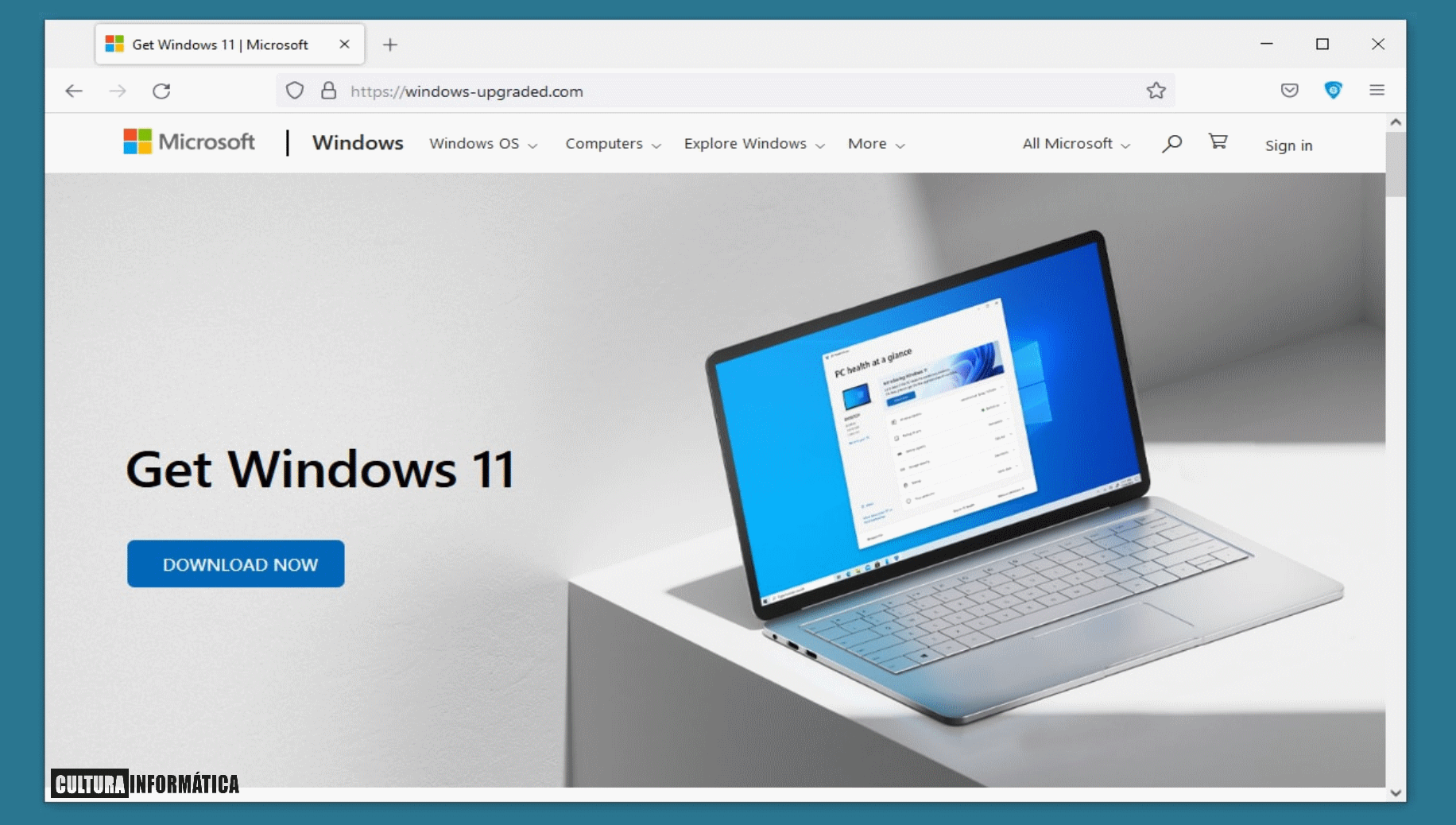 Actualización falsa de Windows 11