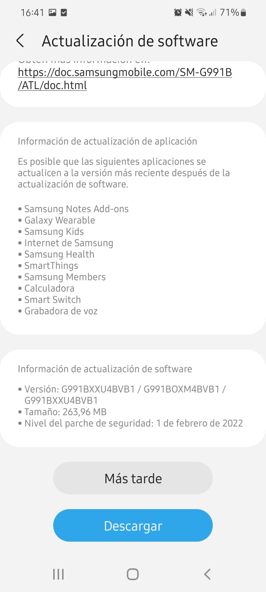 Actualización de software Galaxy S21