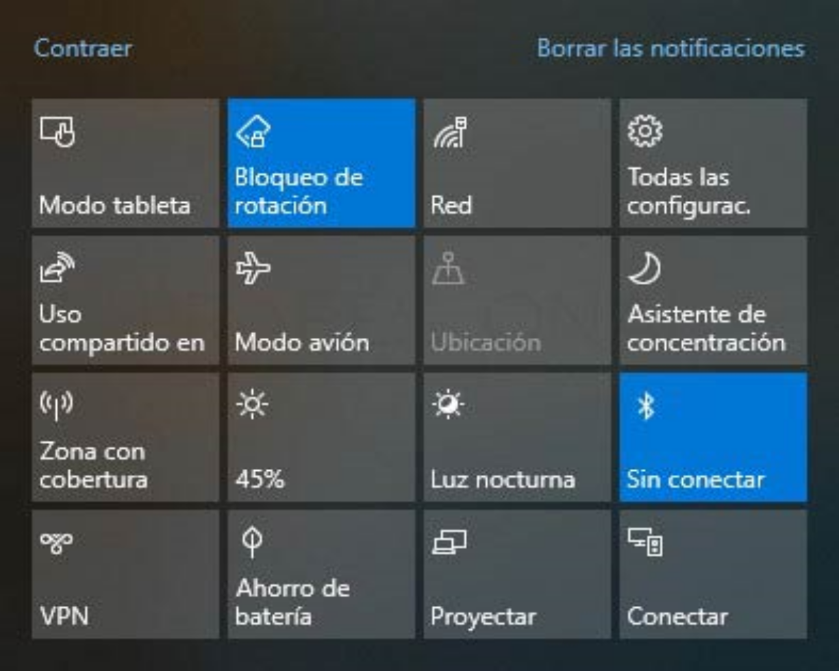 Centro de actividades de Windows 10