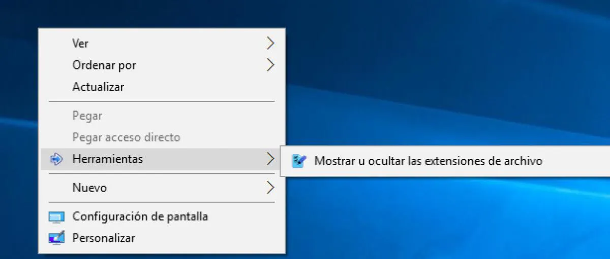 Menú contextual en Windows 10