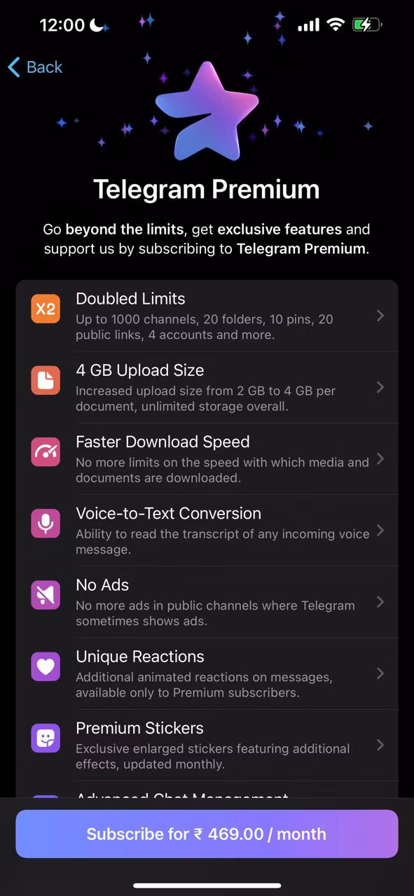 Telegram Premium ya disponible