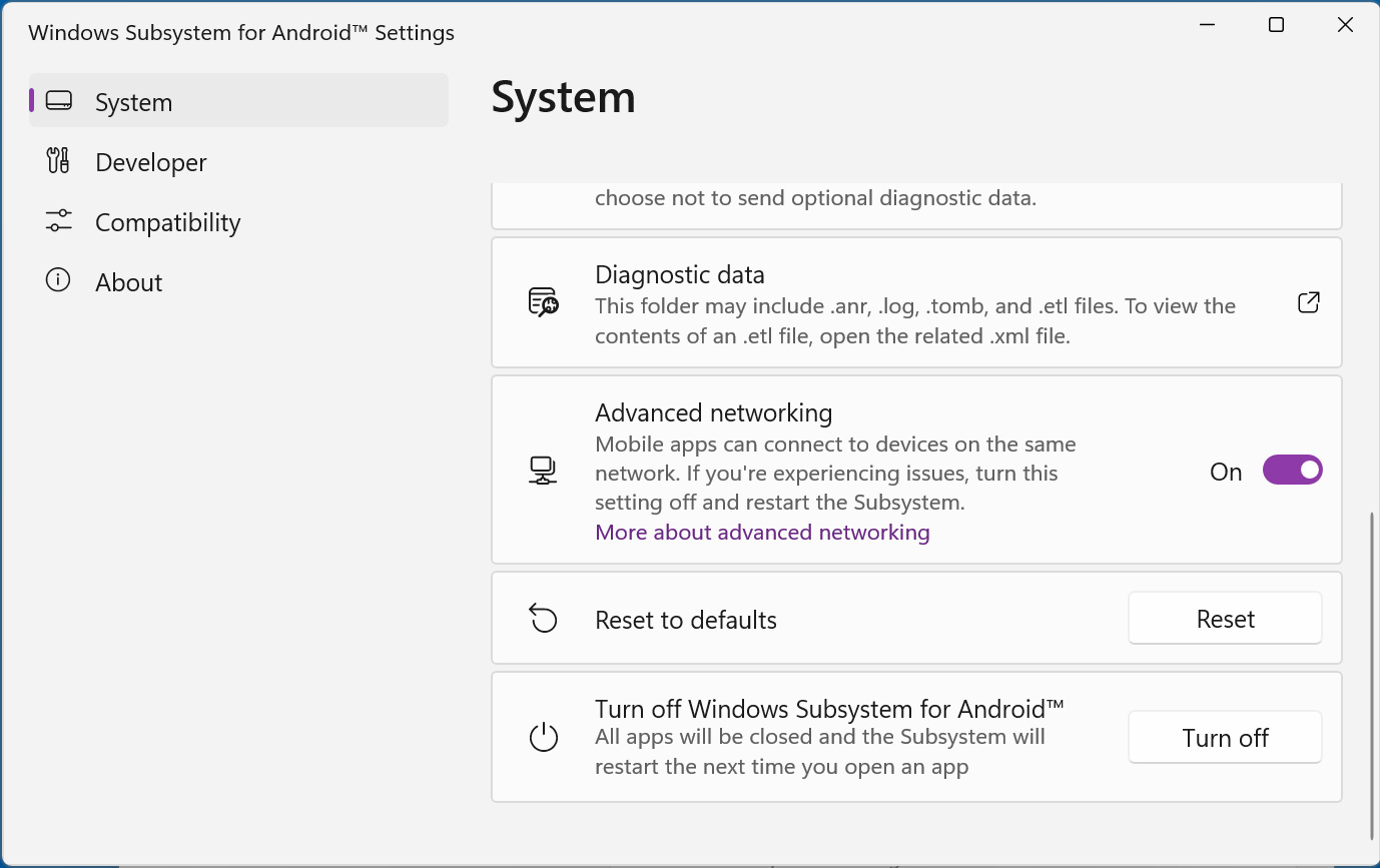 Subsistema Android en Windows 11