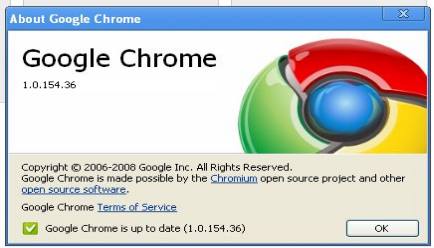 Primera versión de Google Chrome