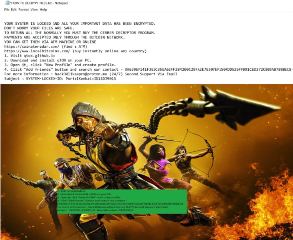 Nuevo ransomware Mortal Kombat para Windows