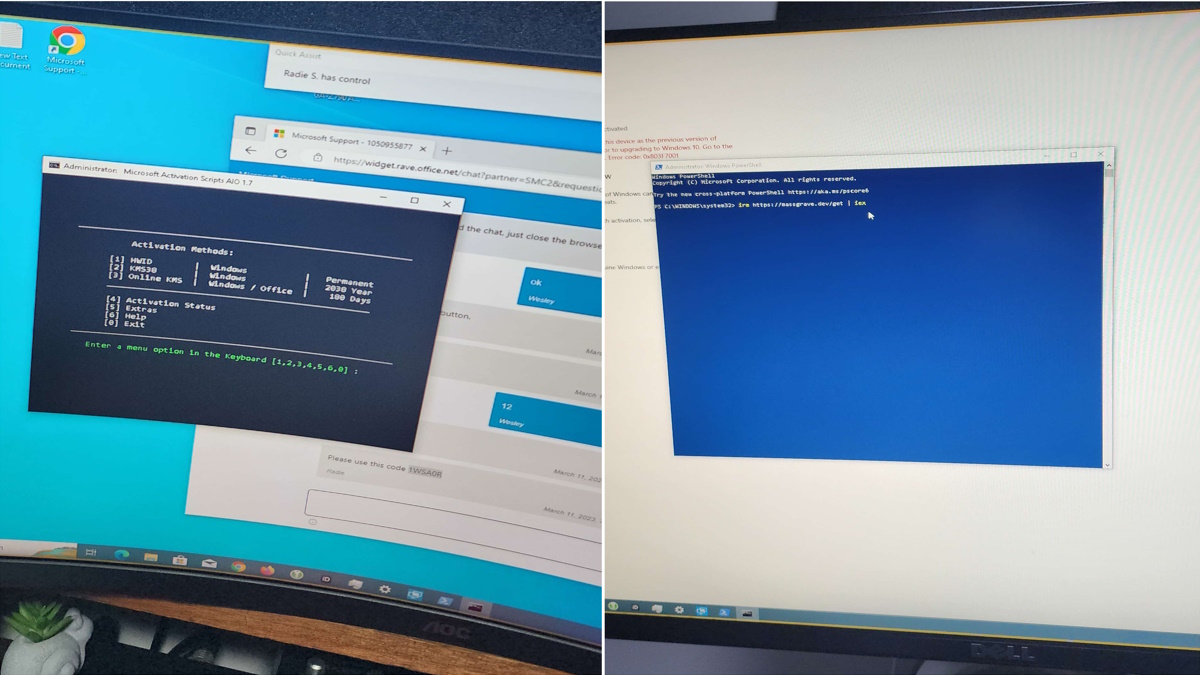 Un soporte técnico de Microsoft utiliza un crack para activar Windows 10