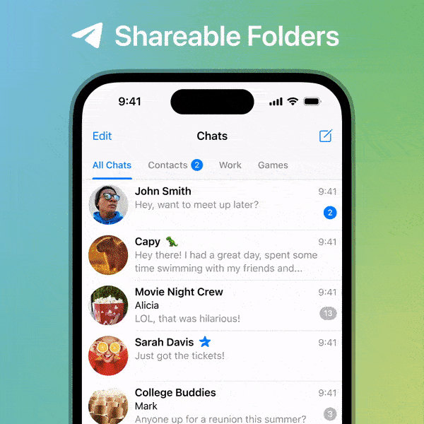 Compartir Carpeta de Chat en Telegram