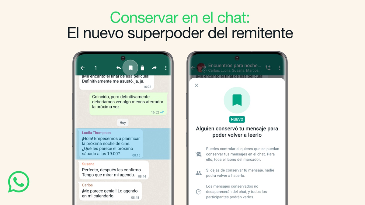 WhatsApp ya permite guardar mensajes
