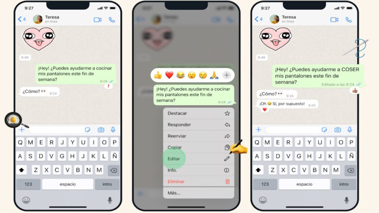 Función editar mensajes enviados en WhatsApp