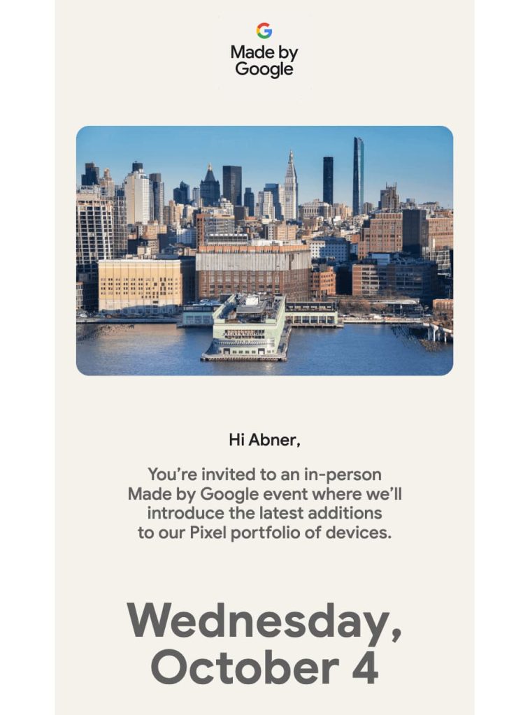 Evento de Google para el 4 de octubre