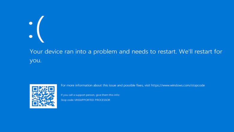 Microsoft aclara el error UNSUPPORTED_PROCESSOR