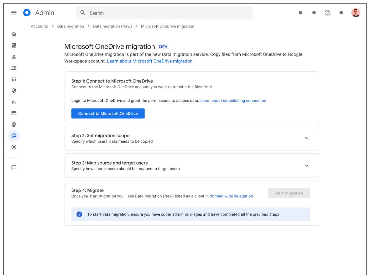 Migrar datos de Microsoft OneDrive a Google Drive