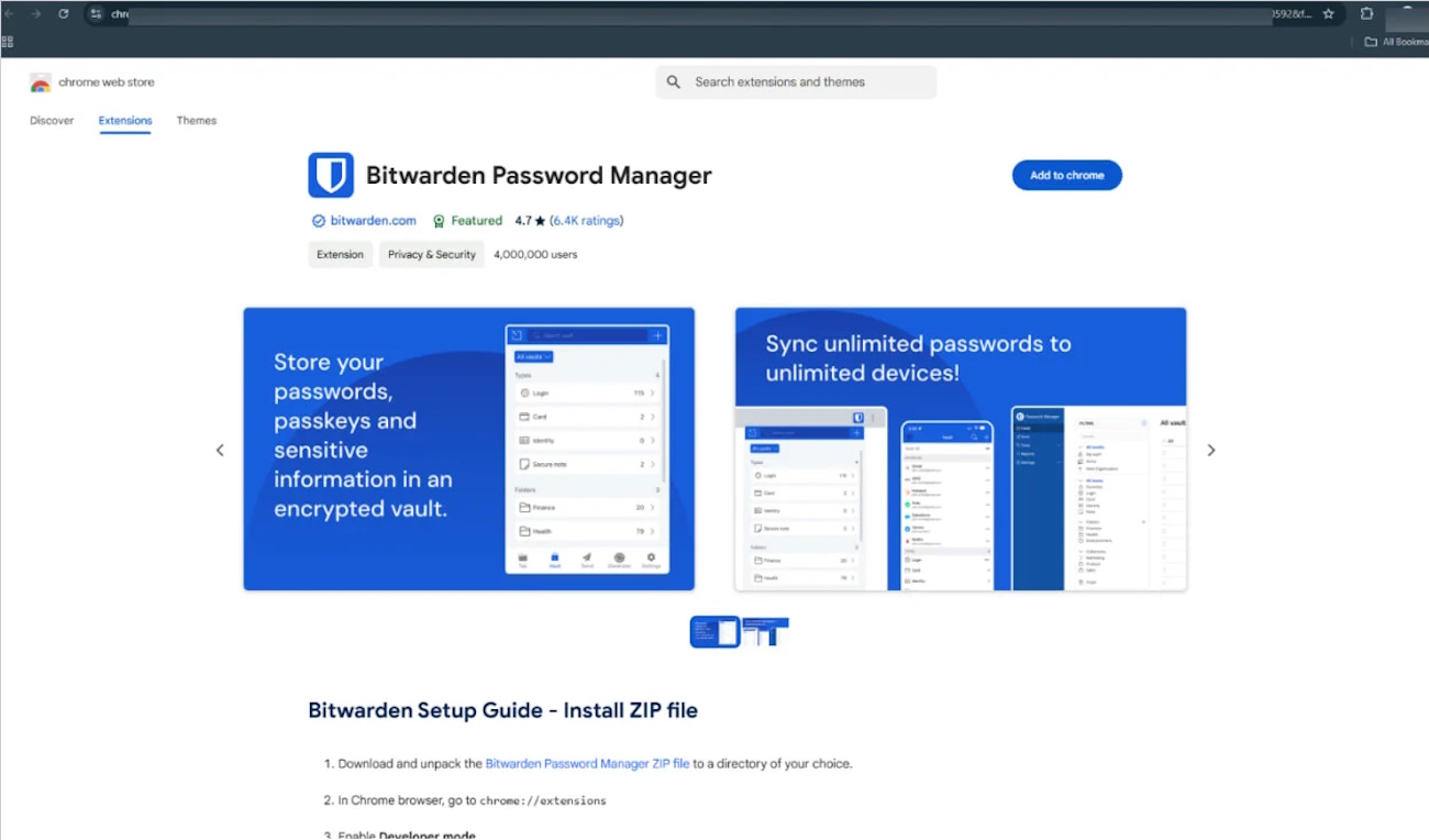 Anuncios falsos de Bitwarden