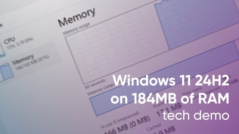 Windows 11 ejecutado con 1834 MB de RAM