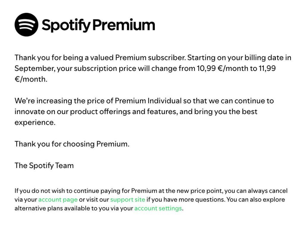 Spotify Premium sube los precios en Septiembre 2025