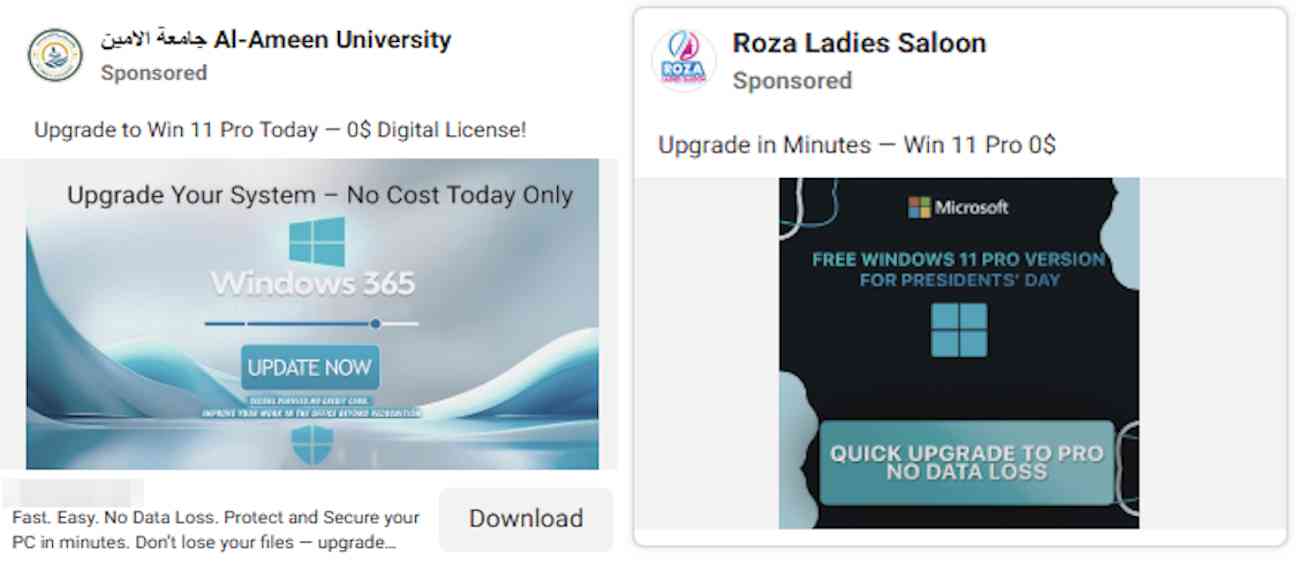 Falsos anuncios de Windows