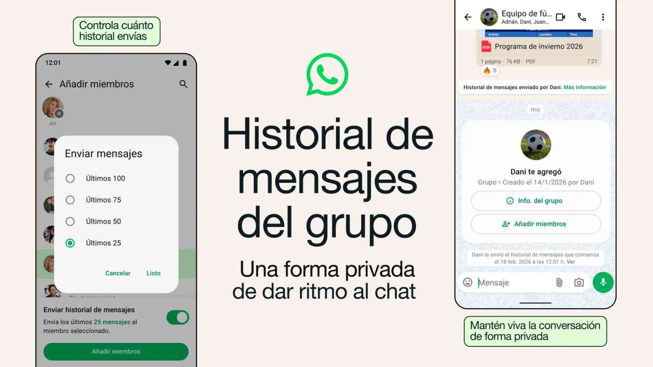 Historial de mensajes grupales