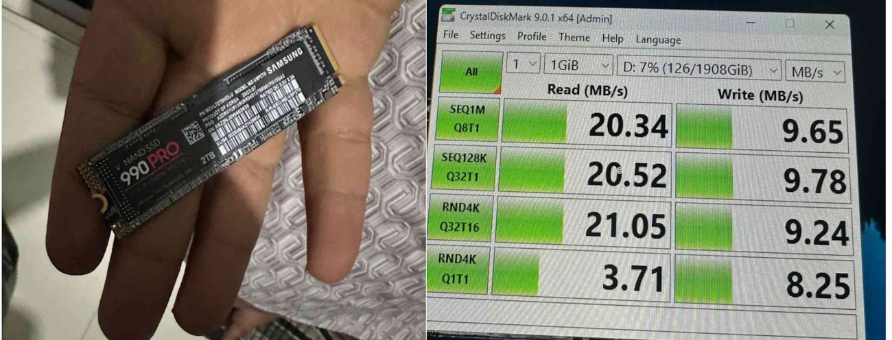 Samsung 990 PRO falsa: es una estafa que bloquea la velocidad a 20 MB/s