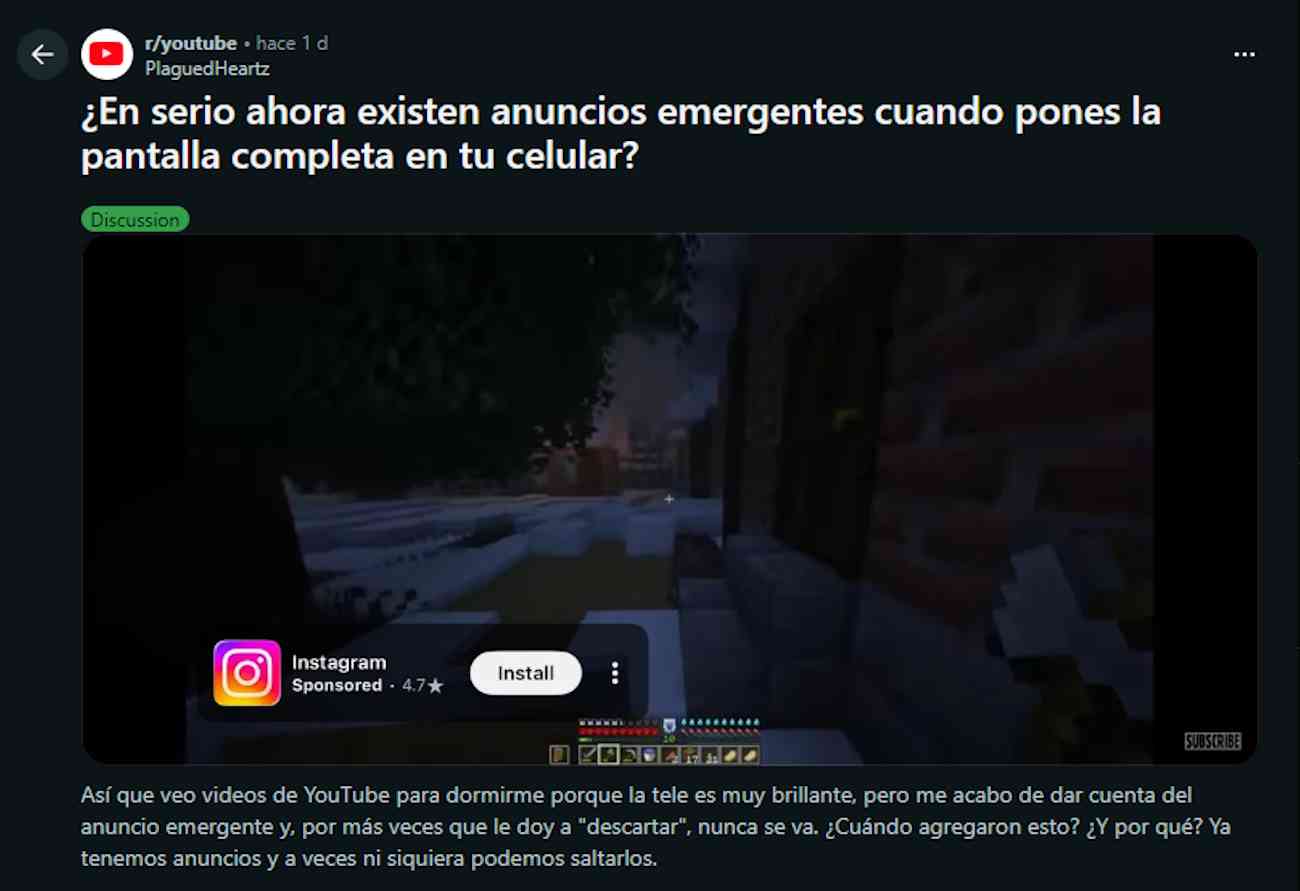 Error en la app de YouTube