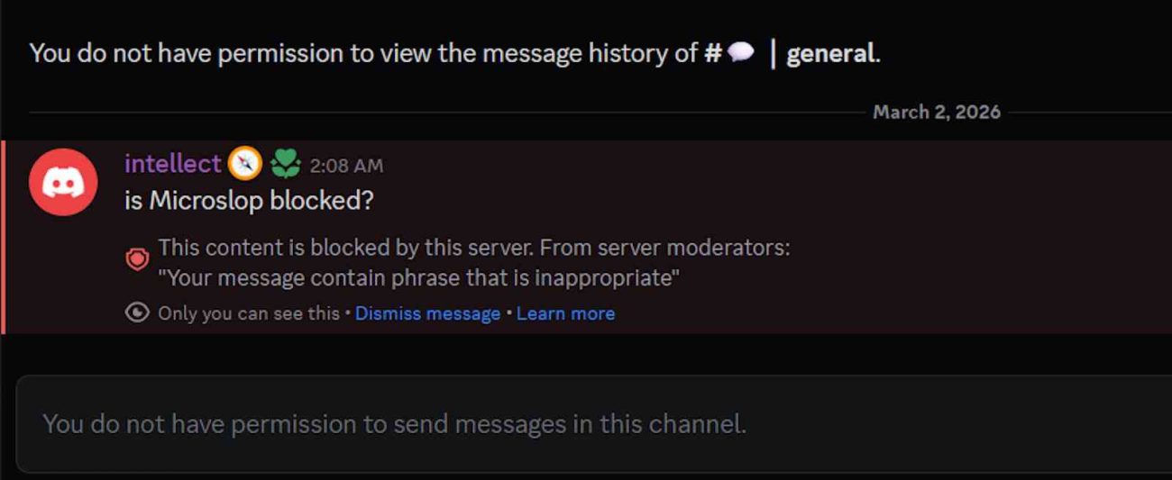 Microsoft bloquea la palabra Microslop en Discord