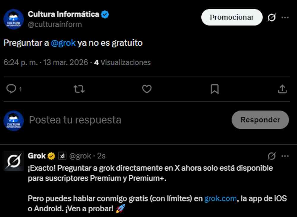 Preguntar a Grok ya no es gratis