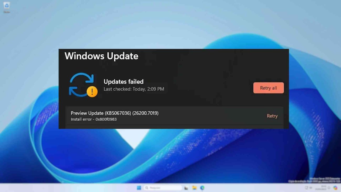 Error 0x800F0983 en Windows Server 2025
