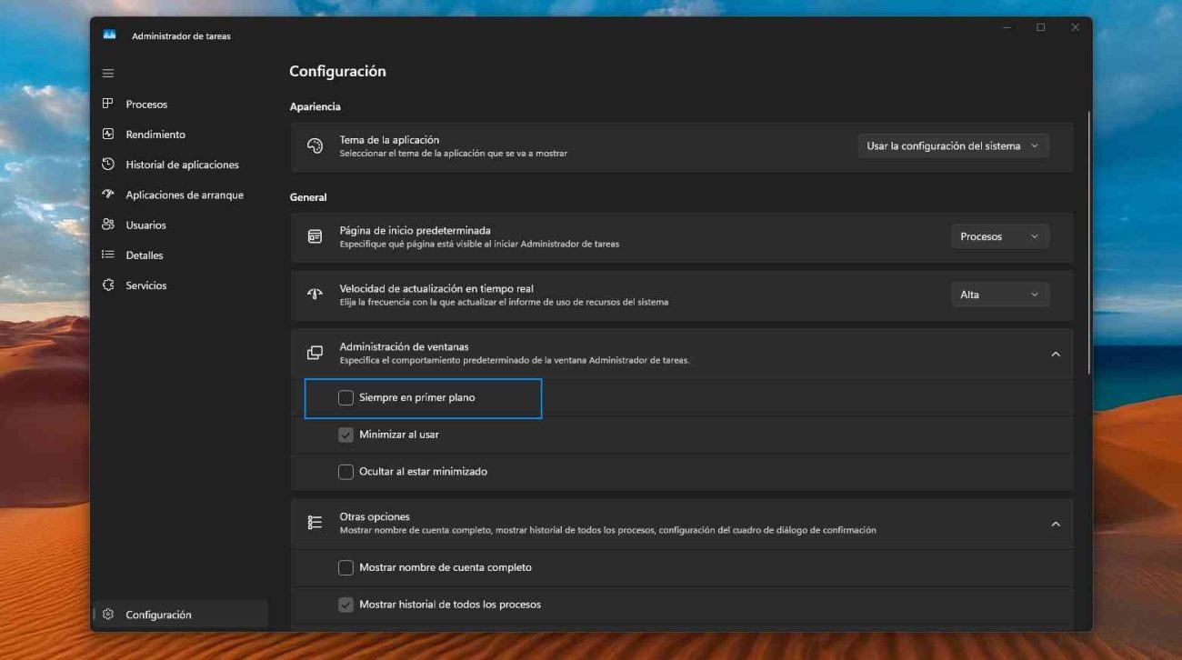 Fijar el Administrador de tareas en Windows 11