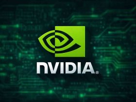 Logo de NVIDIA sobre fondo digital