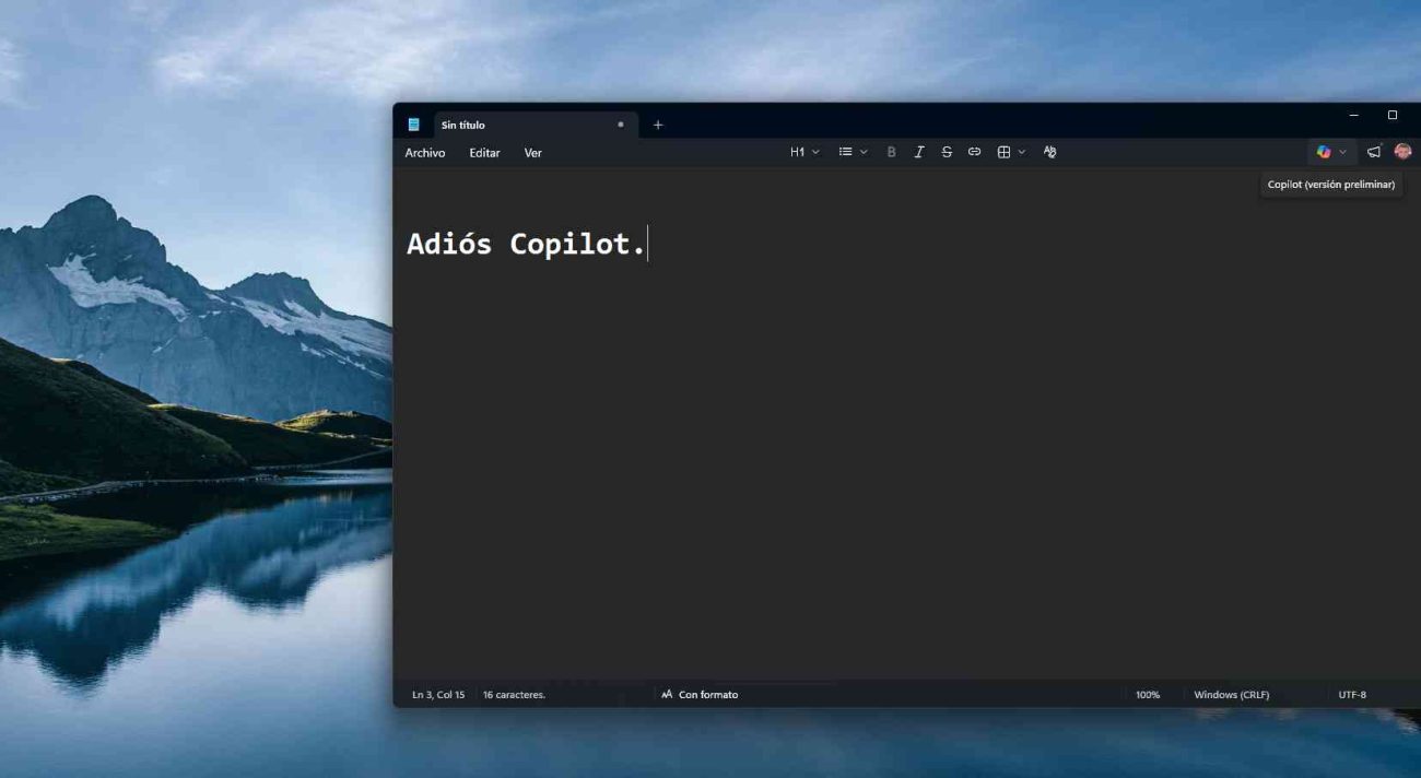 Microsoft elimina Copilot del Bloc de notas