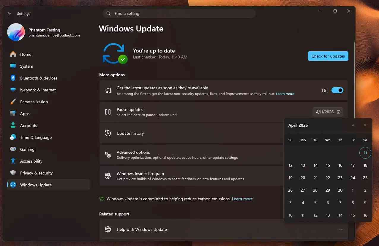 Pausar actualizaciones en Windows Update