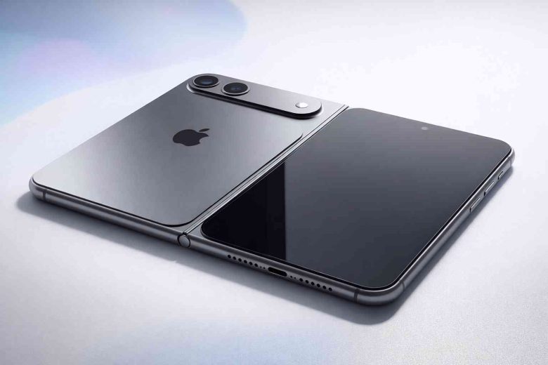 iPhone plegable sobre fondo minimalista