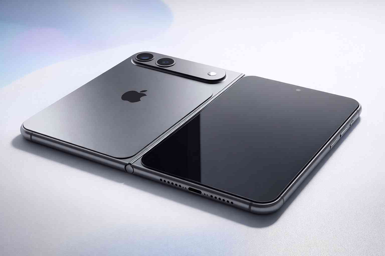 iPhone plegable sobre fondo minimalista