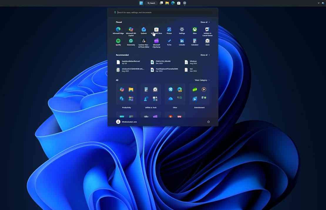 Barra de tareas móvil en Windows 11