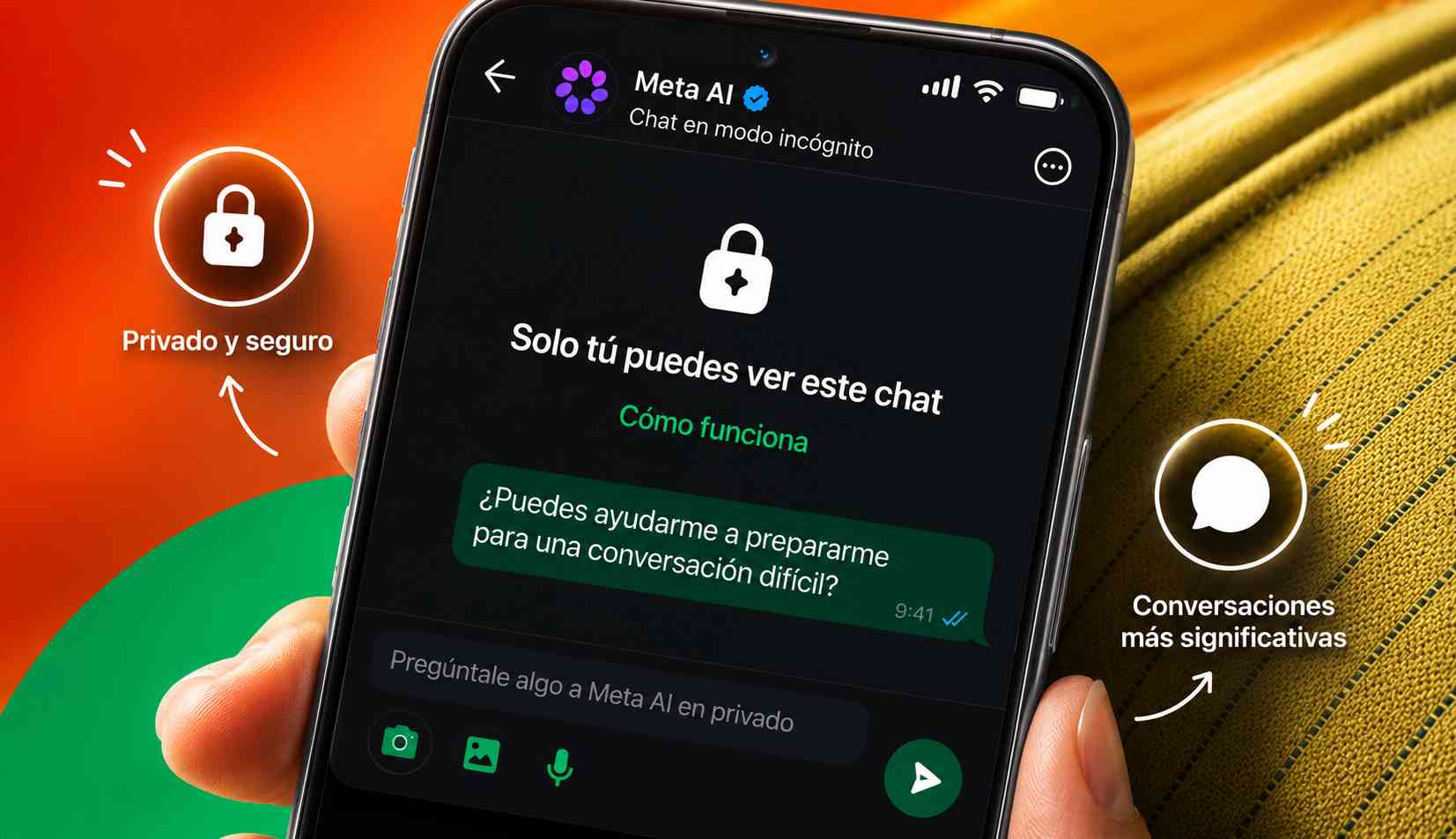 Meta lanza el chat incógnito para WhatsApp y su asistente de IA