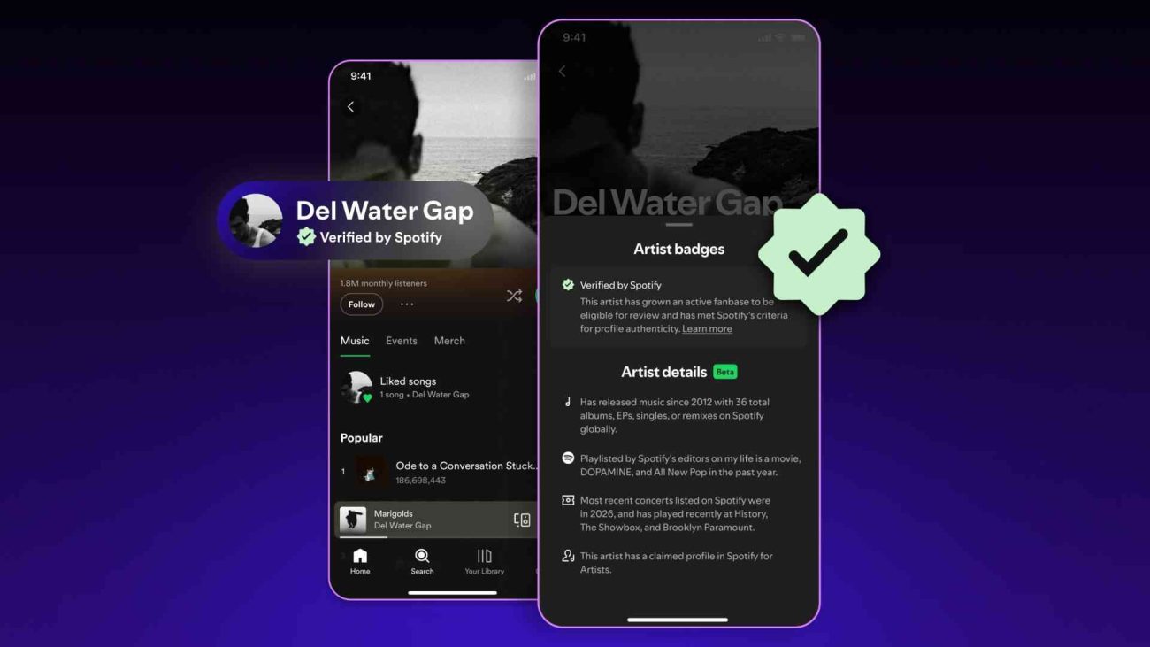 Insignias de verificación en Spotify