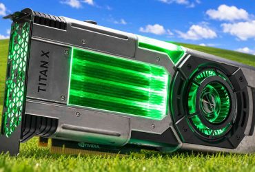 NVIDIA TITAN X sobre el paisaje Bliss de Windows XP
