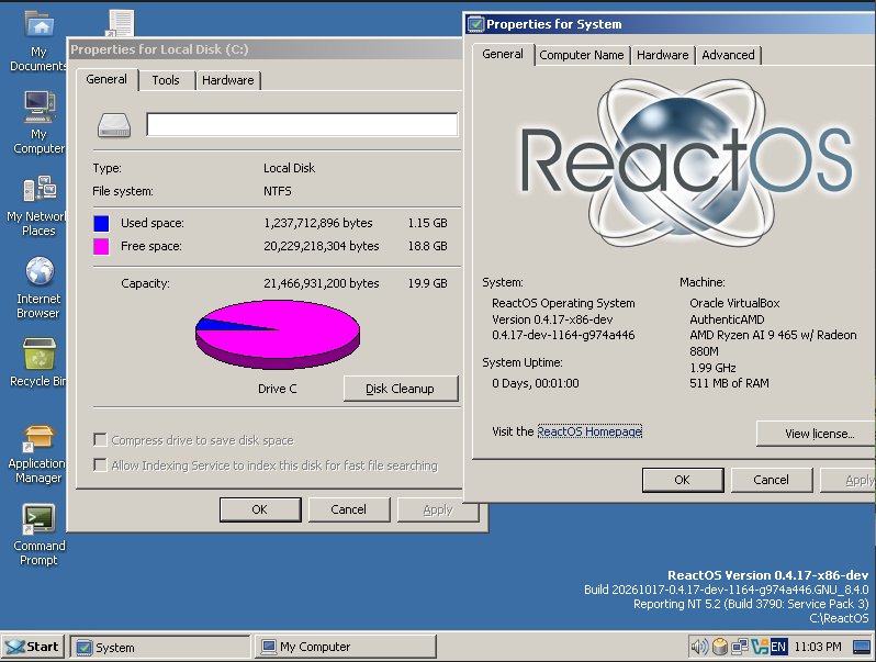 ReactOS con NTFS